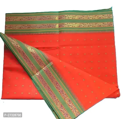 Beautiful Orange Cotton Saree with Blouse piece For Women-thumb0
