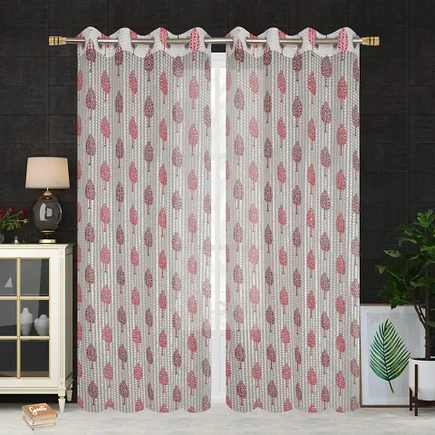 Fabrilia Tree Print TissueNet Curtain Pack of 2 Pieces