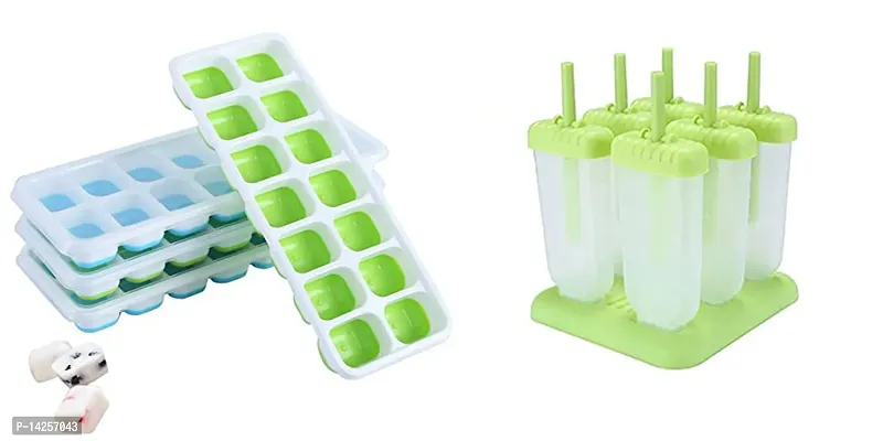 Silicone Ice Cube Tray with LidsAnd Homemade Ice Candy Kulfi Maker Molds