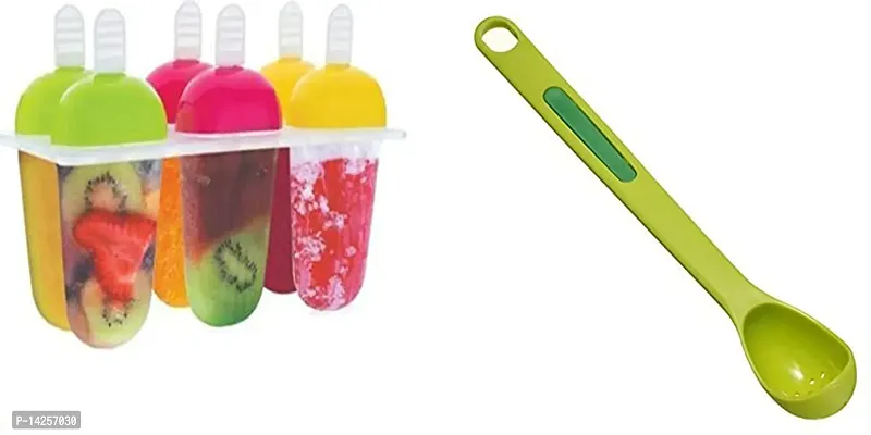 Plastic Reusable Ice Candy Maker Ice Stick And 2 in 1 Pickle Olive Long Spoon Fork Strainer Cutlery Drainer Kitchen Tool 1pc-thumb0