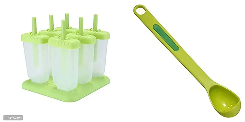 Homemade Ice Candy Kulfi Maker Molds And 2 in 1 Pickle Olive Long Spoon Fork Strainer Cutlery Drainer Kitchen Tool 1pc