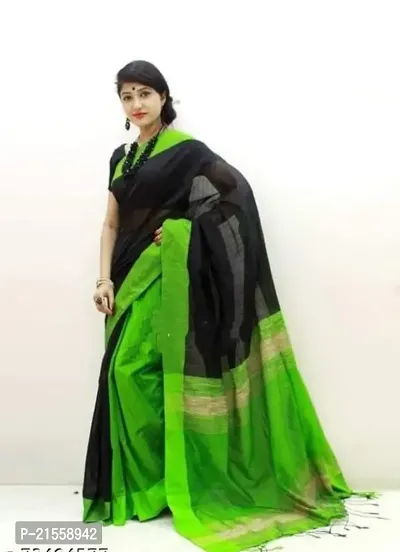 Stylish Cotton Saree With Blouse Piece For Women-thumb0