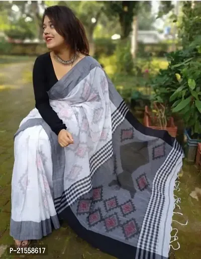 Stylish Cotton Saree With Blouse Piece For Women