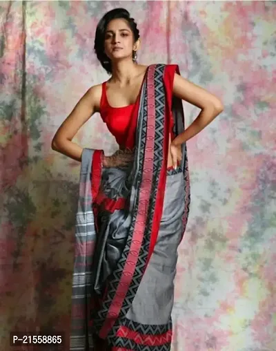 Stylish Cotton Saree With Blouse Piece For Women