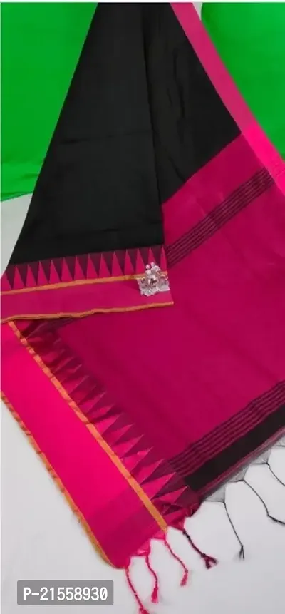 Stylish Cotton Saree With Blouse Piece For Women-thumb0