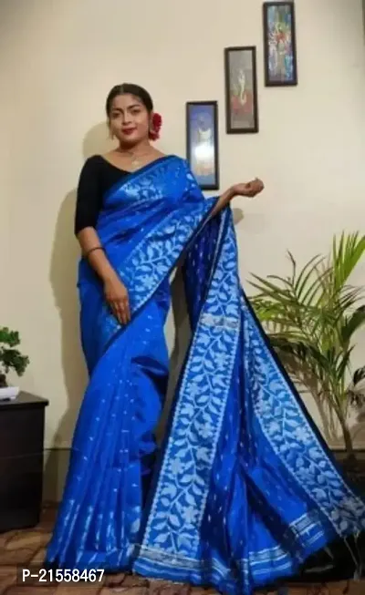 Stylish Cotton Saree With Blouse Piece For Women-thumb0