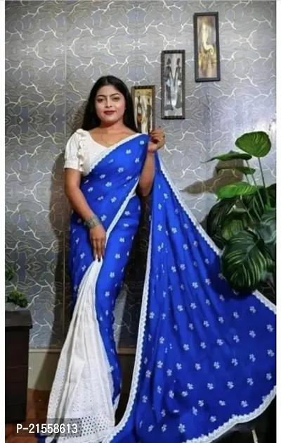 Stylish Cotton Saree With Blouse Piece For Women-thumb0