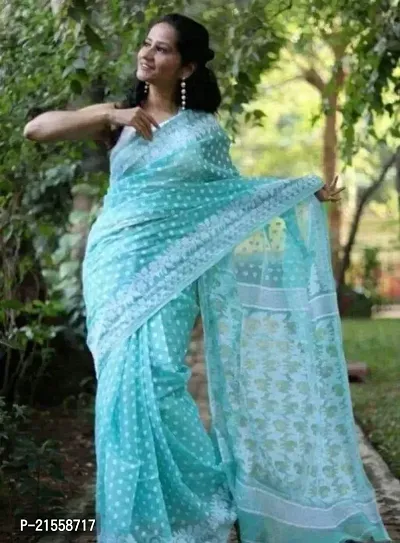 Stylish Cotton Saree With Blouse Piece For Women