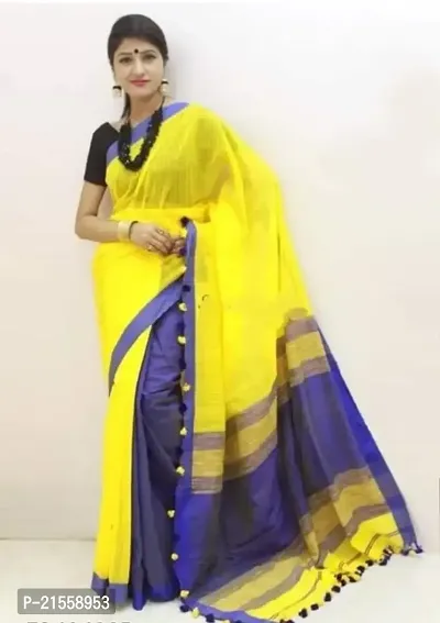 Stylish Cotton Saree With Blouse Piece For Women-thumb0