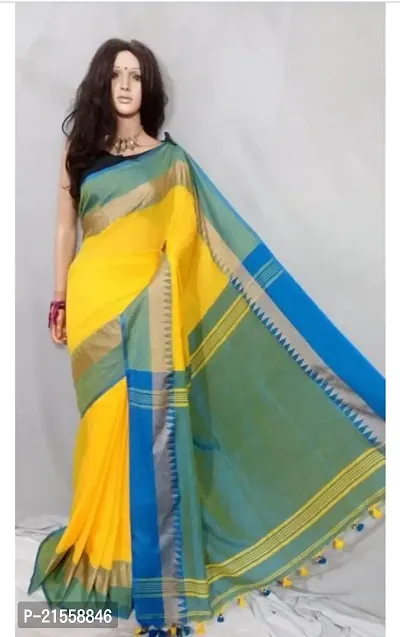 Stylish Cotton Saree With Blouse Piece For Women-thumb0