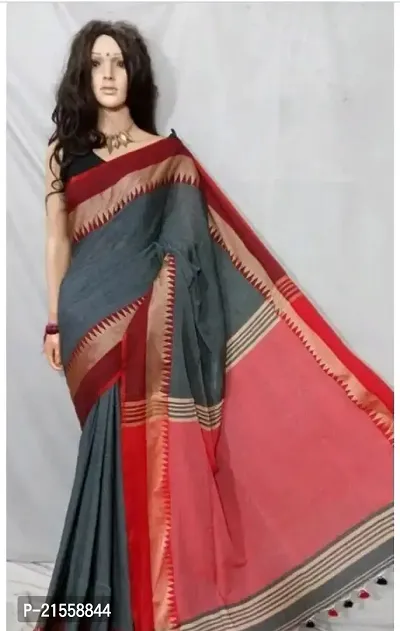 Stylish Cotton Saree With Blouse Piece For Women