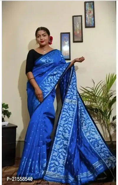 Stylish Cotton Saree With Blouse Piece For Women-thumb0