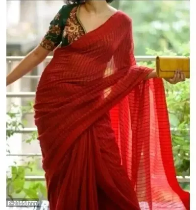 Stylish Cotton Saree With Blouse Piece For Women-thumb0
