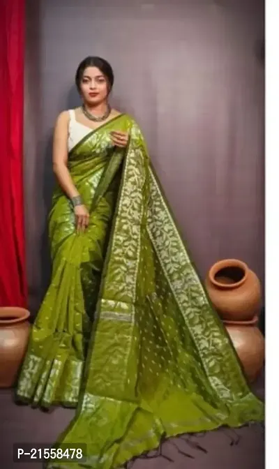 Stylish Cotton Saree With Blouse Piece For Women