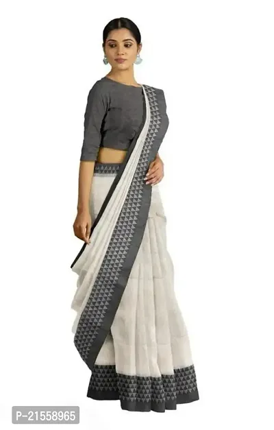 Stylish Cotton Saree With Blouse Piece For Women-thumb0