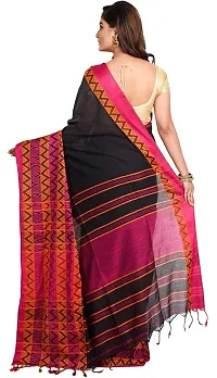 Sandhya Saree Women's Traditional Bengal Handloom Cotton Khadi Begampuri Saree, (SS_Black_19)-thumb2