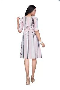 Women's Crepe for Women's and Girl's with 3/4th Sleeve and Round Neck Knee Length Dress-thumb3