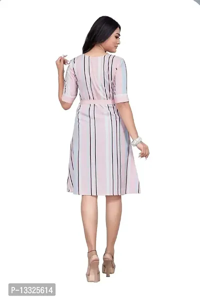 Women's Crepe for Women's and Girl's with 3/4th Sleeve and Round Neck Knee Length Dress-thumb4