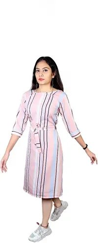 Stylish Pink Crepe A-Line Dress For Women-thumb2