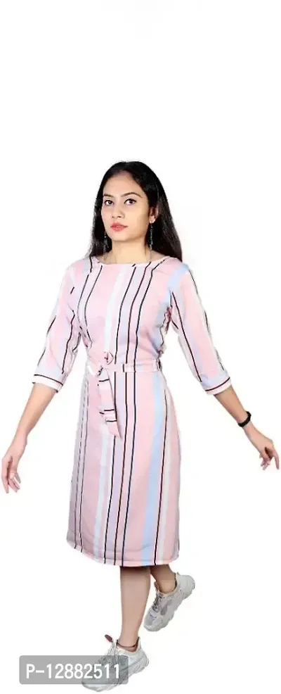 Stylish Pink Crepe A-Line Dress For Women-thumb3