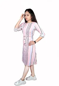 Stylish Pink Crepe A-Line Dress For Women-thumb1