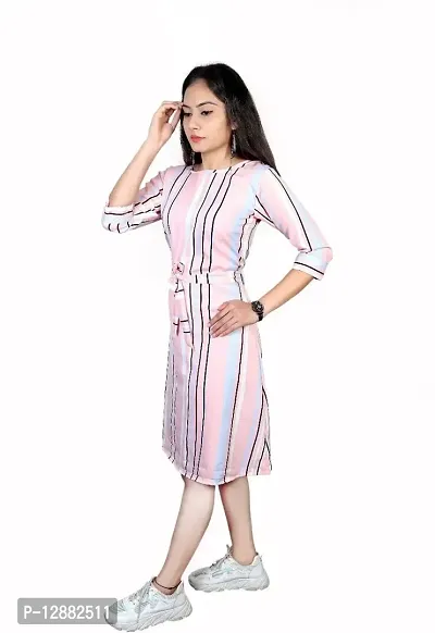 Stylish Pink Crepe A-Line Dress For Women-thumb2