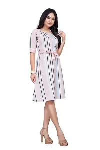 Women's Crepe for Women's and Girl's with 3/4th Sleeve and Round Neck Knee Length Dress-thumb2