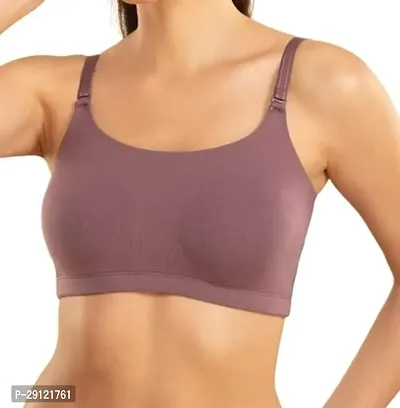 Stylish Brown Cotton Blend Solid Bras For Women-thumb0