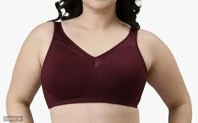 Stylish Maroon Cotton Blend Solid Bras For Women