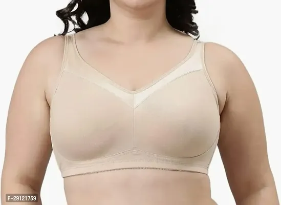 Stylish Beige Cotton Blend Solid Bras For Women