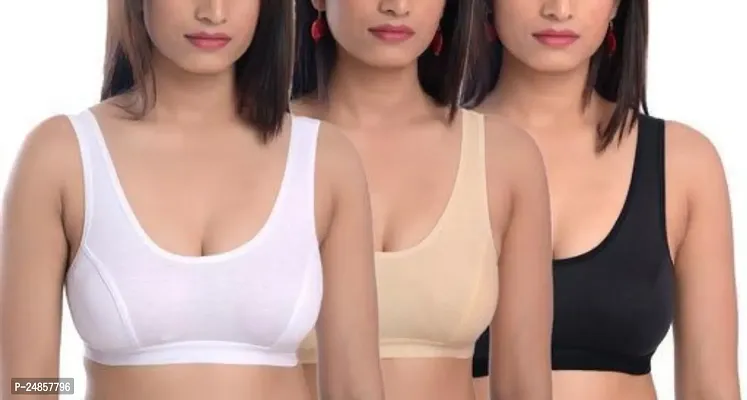 Buy Women Sports Non Padded Bra (Multicolor) Pack of 3 Online In India At  Discounted Prices