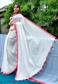 Soft White Saree  with Small Red-thumb3