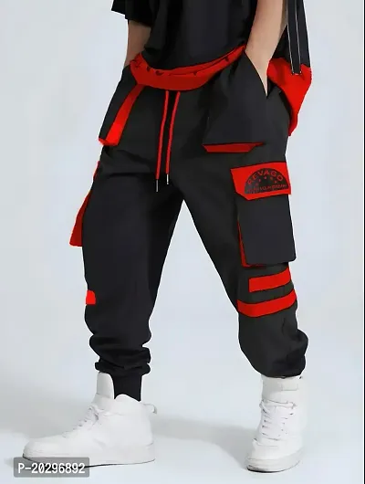 RED DOUBLE PATCH REGULAR TRACK PANT FOR MEN
