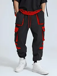 RED DOUBLE PATCH REGULAR TRACK PANT FOR MEN-thumb1