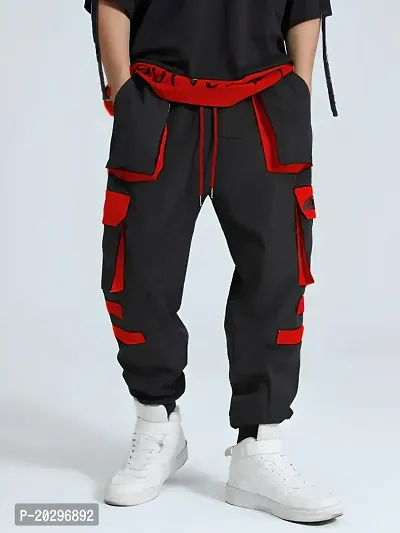 RED DOUBLE PATCH REGULAR TRACK PANT FOR MEN-thumb2