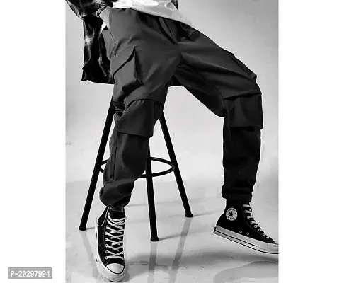 Black Knee Double Patti Trouser For Men-thumb3