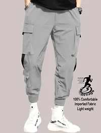 Classic Polyester Spandex Solid Cargo Track Pant for Men-thumb1