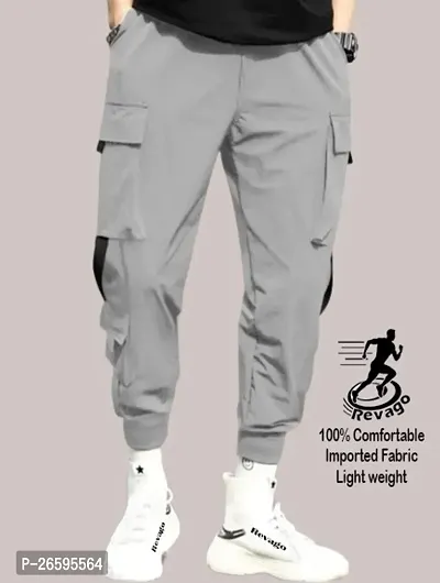 Classic Polyester Spandex Solid Cargo Track Pant for Men-thumb2