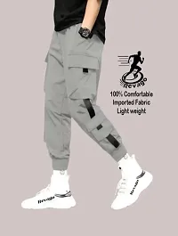 Classic Polyester Spandex Solid Cargo Track Pant for Men-thumb2