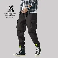 Classic Polyester Spandex Solid Cargo Track Pant for Men-thumb1