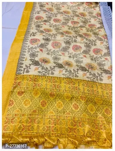 Elite Yellow Silk Printed Dupattas For Women-thumb0