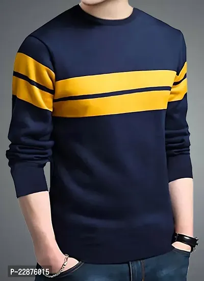 Comfortable Cotton Navy Blue Tees For Men