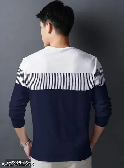 Comfortable Cotton Navy Blue Tees For Men-thumb2