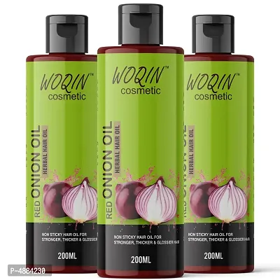 Woqin Red Onion Oil Non Sticky Hair Oil For Stronger Thicker  Glossier Hair Oil-200 ml (Pack Of 3)