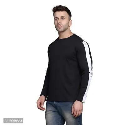 Sejas | Regular Fit Solid Men's Round Neck Full Sleeve Cotton Blend T Shirt Black-thumb4