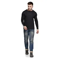 Sejas | Regular Fit Solid Men's Round Neck Full Sleeve Cotton Blend T Shirt Black-thumb1