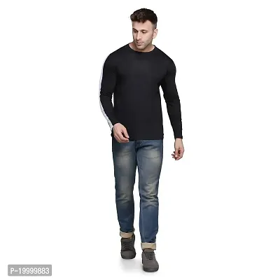 Sejas | Regular Fit Solid Men's Round Neck Full Sleeve Cotton Blend T Shirt Black-thumb2