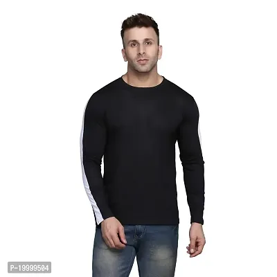 Sejas | Regular Fit Solid Men's Round Neck Full Sleeve Cotton Blend T Shirt Black Size (XL) Pack of (1)-thumb0