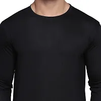 Sejas | Regular Fit Solid Men's Round Neck Full Sleeve Cotton Blend T Shirt Black-thumb2