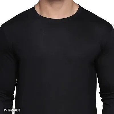 Sejas | Regular Fit Solid Men's Round Neck Full Sleeve Cotton Blend T Shirt Black-thumb3